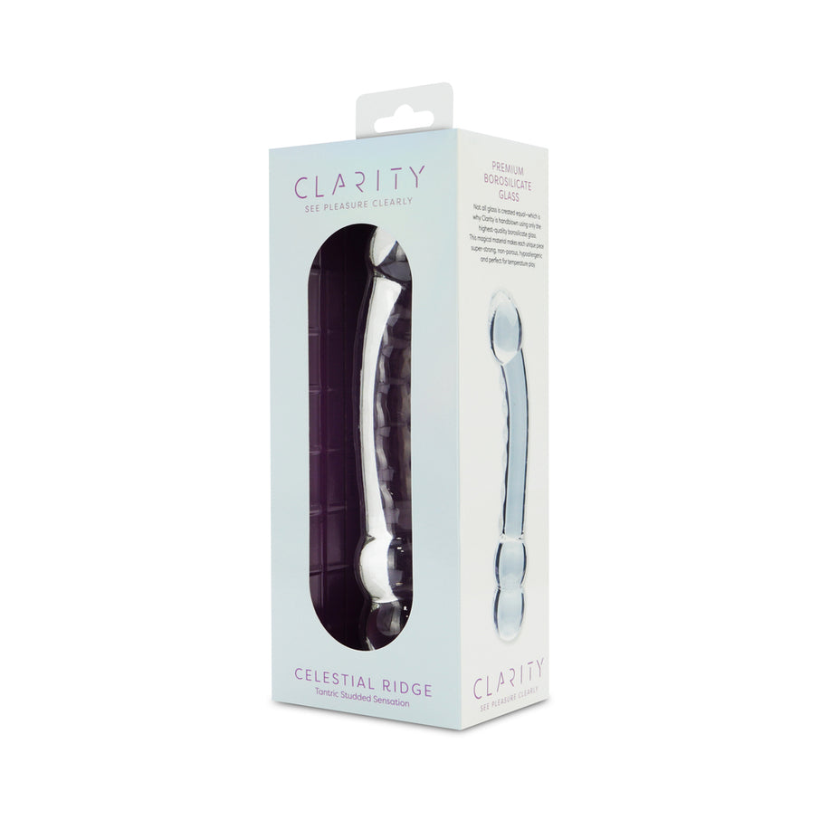 Clarity Celestial Ridge 6.4 In Double Ended Glass Dildo