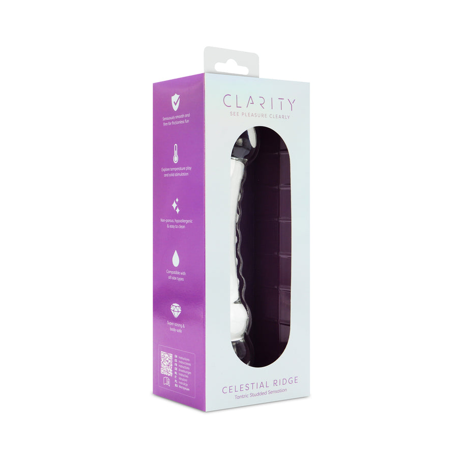 Clarity Celestial Ridge 6.4 In Double Ended Glass Dildo