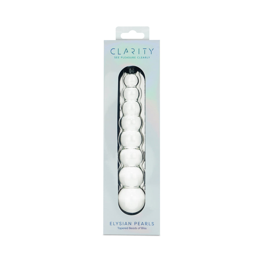 Clarity Elysian Pearls Glass 6.7 In Beaded Dildo