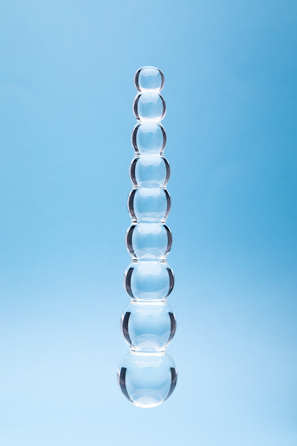 Clarity Elysian Pearls Glass 6.7 In Beaded Dildo