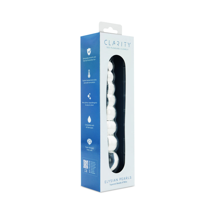 Clarity Elysian Pearls Glass 6.7 In Beaded Dildo