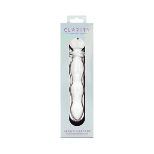 Clarity Hera's Cascade 5.9 In Glass Dildo with Heart Shaped Handle