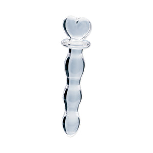 Clarity Hera's Cascade 5.9 In Glass Dildo with Heart Shaped Handle