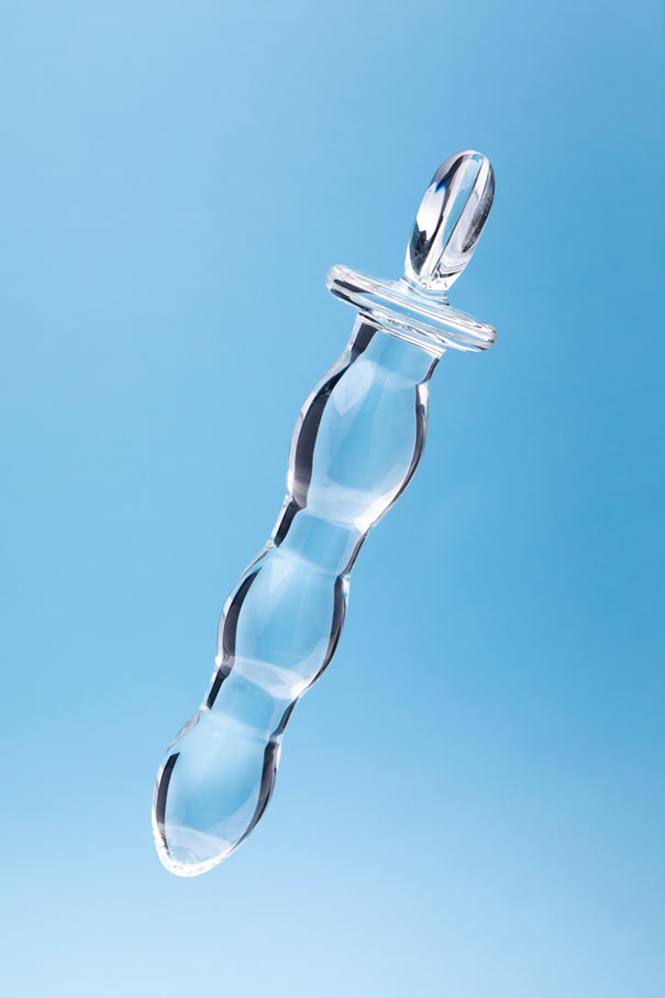 Clarity Hera's Cascade 5.9 In Glass Dildo with Heart Shaped Handle