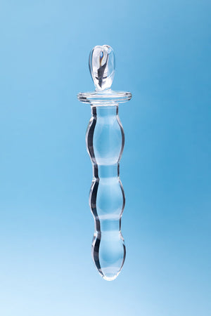 Clarity Hera's Cascade 5.9 In Glass Dildo with Heart Shaped Handle