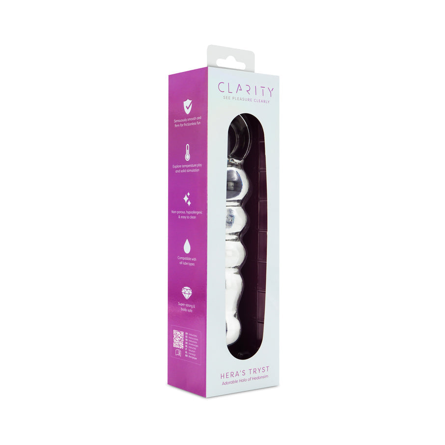 Clarity Hera's Tryst 4.9 In Glass Dildo with Circular Handle