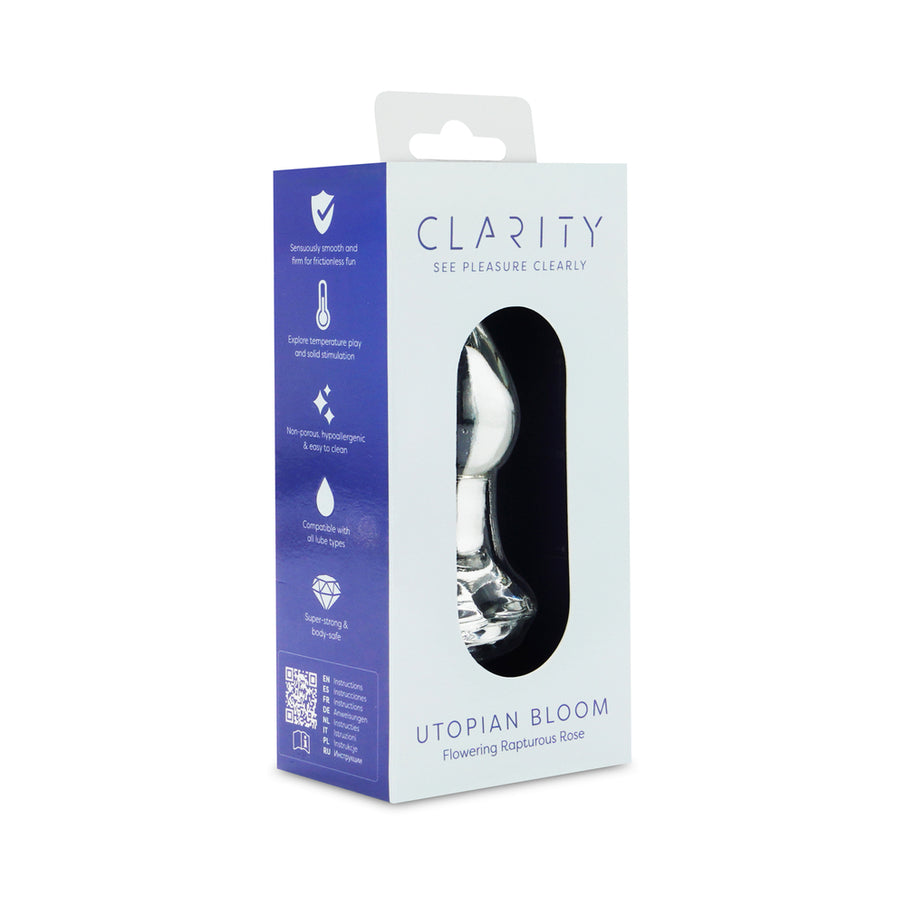 Clarity Utopian Bloom 4.3 In Glass Butt Plug