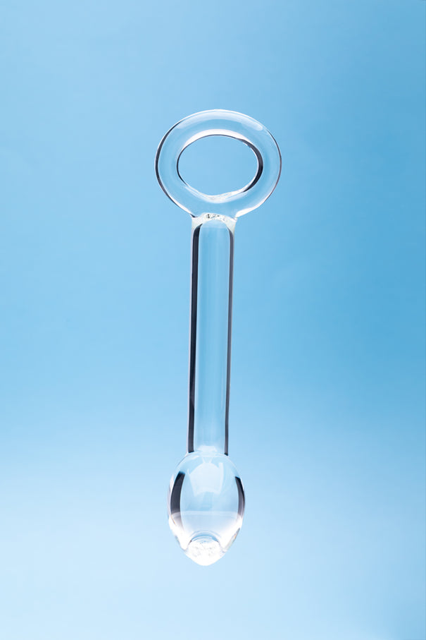 Clarity Hera's Halo 6 In Glass Dildo with Polished Circular Handle