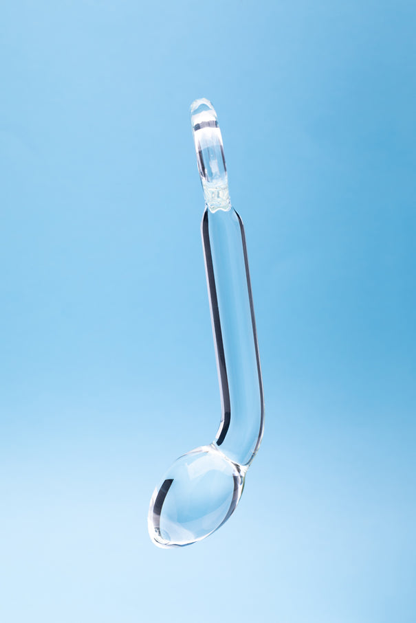 Clarity Hera's Halo 6 In Glass Dildo with Polished Circular Handle
