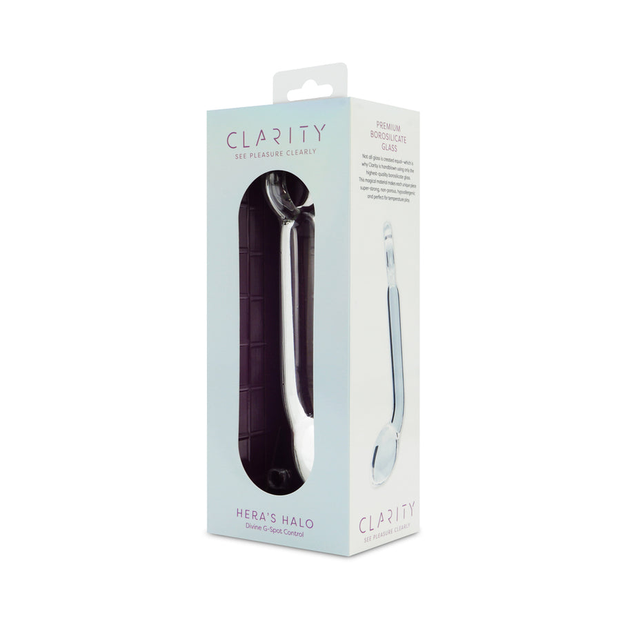 Clarity Hera's Halo 6 In Glass Dildo with Polished Circular Handle