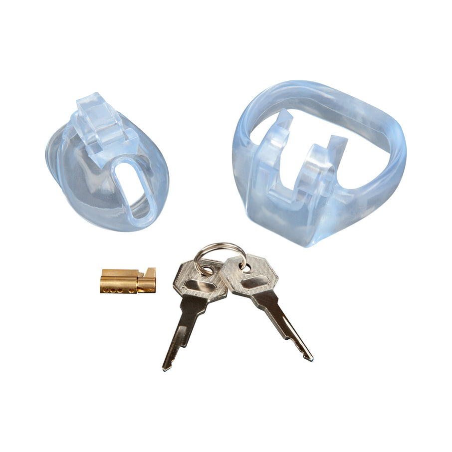 Blue Line Small Penis Role Play Acrylic Mini Chastity Cage
