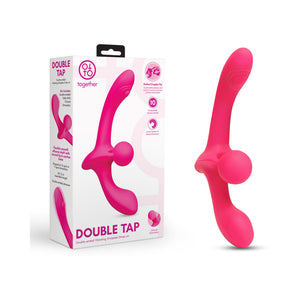 Together Double Tap Dual-Ended Vibrating Strapless Strap-on Pink