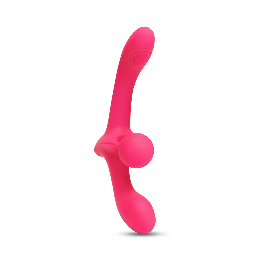 Together Double Tap Dual-Ended Vibrating Strapless Strap-on Pink