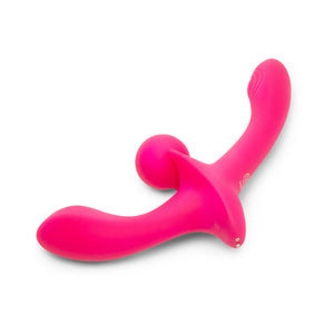 Together Double Tap Dual-Ended Vibrating Strapless Strap-on Pink