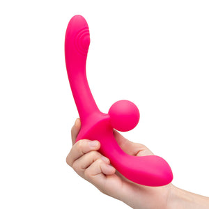 Together Double Tap Dual-Ended Vibrating Strapless Strap-on Pink