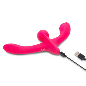 Together Double Tap Dual-Ended Vibrating Strapless Strap-on Pink