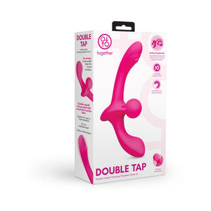 Together Double Tap Dual-Ended Vibrating Strapless Strap-on Pink