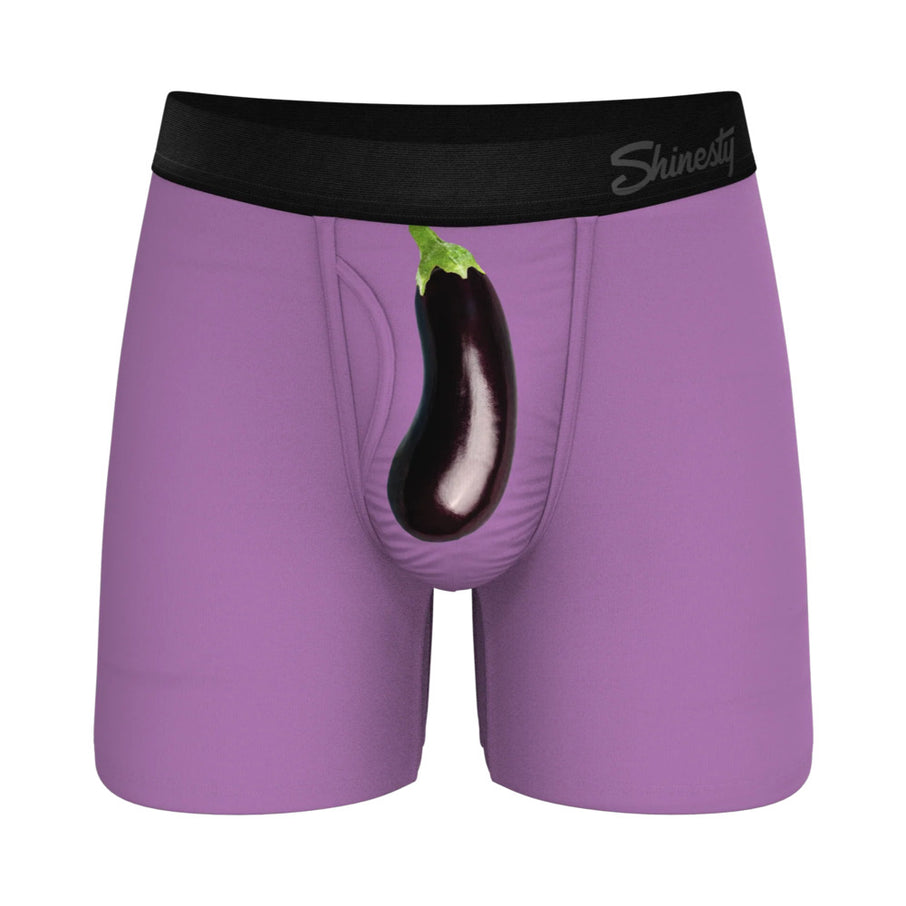 Shinesty The Double Entendre Eggplant Ball Hammock Pouch Underwear with Fly Purple