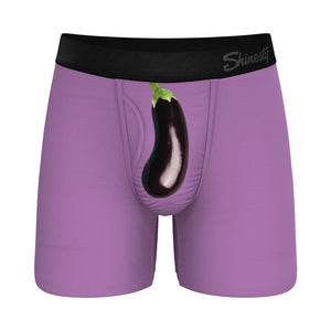 Shinesty The Double Entendre Eggplant Ball Hammock Pouch Underwear with Fly Purple