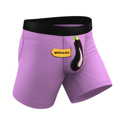 Shinesty The Double Entendre Eggplant Ball Hammock Pouch Underwear with Fly Purple