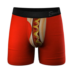 Shinesty The Coney Islands Hot Dog Ball Hammock Pouch Underwear with Fly Red