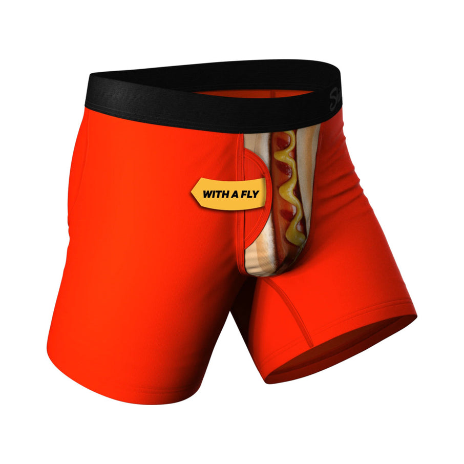 Shinesty The Coney Islands Hot Dog Ball Hammock Pouch Underwear with Fly Red