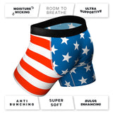 Shinesty The Mascot American Flag Ball Hammock Pouch Underwear with Fly Red/White/Blue