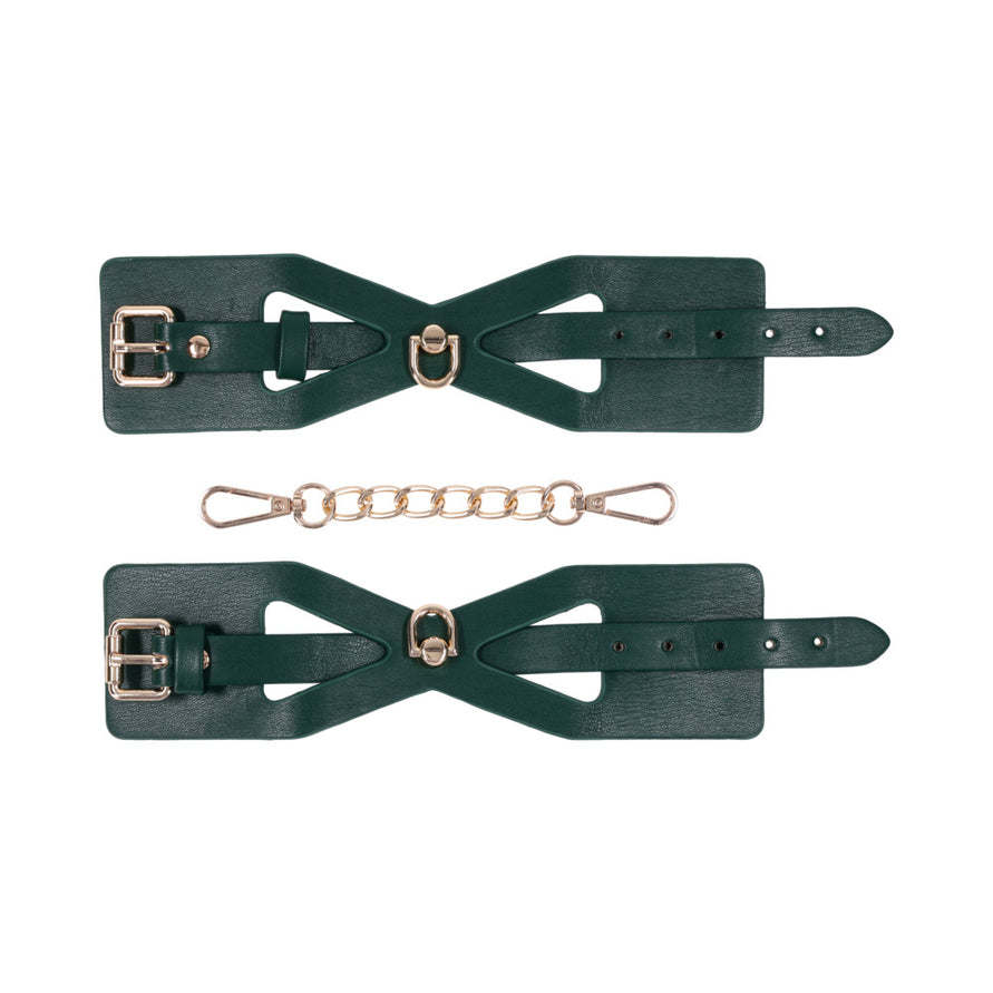 Sportsheets Sex & Mischief Indica Cutout Cuffs Green/Gold