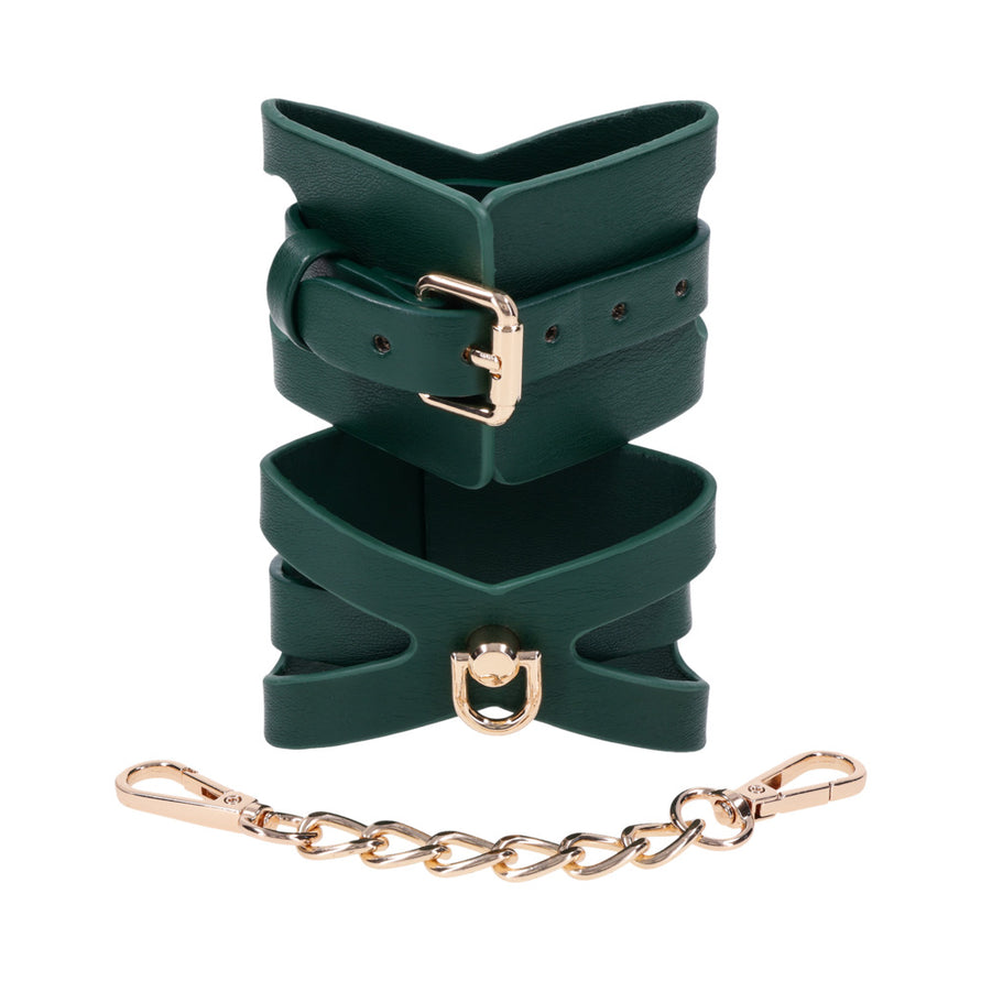 Sportsheets Sex & Mischief Indica Cutout Cuffs Green/Gold