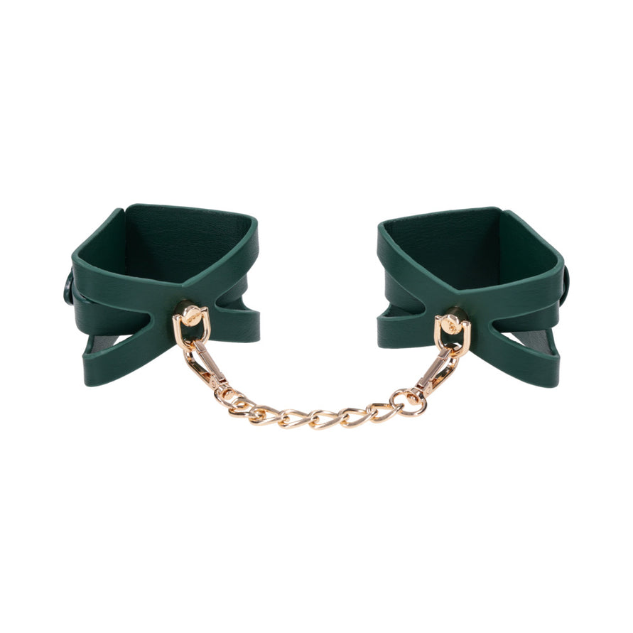 Sportsheets Sex & Mischief Indica Cutout Cuffs Green/Gold