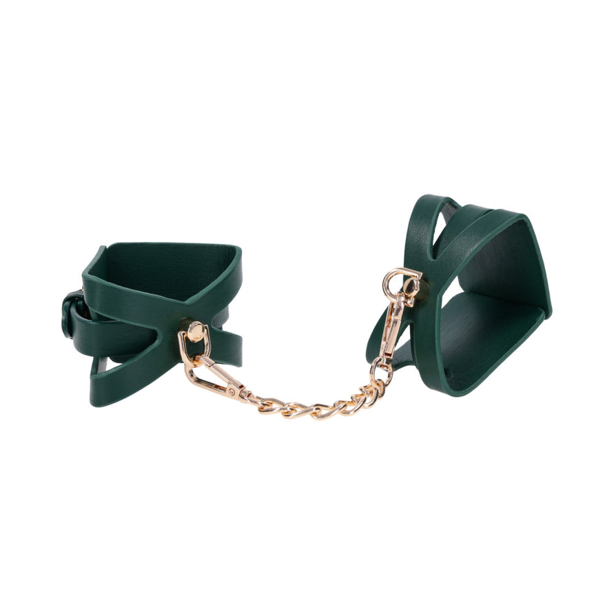 Sportsheets Sex & Mischief Indica Cutout Cuffs Green/Gold
