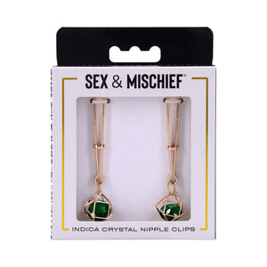 Sex & Mischief Indica Crystal Nipple Clips Green/Gold