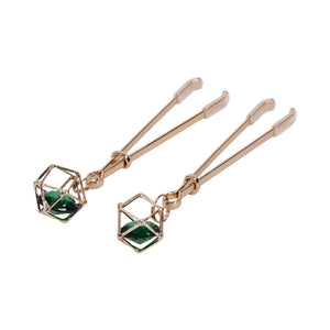 Sex & Mischief Indica Crystal Nipple Clips Green/Gold