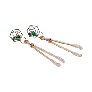 Sex & Mischief Indica Crystal Nipple Clips Green/Gold