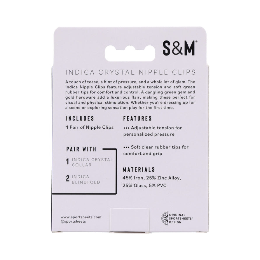 Sex & Mischief Indica Crystal Nipple Clips Green/Gold