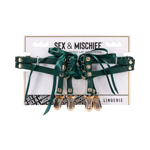 Sex & Mischief Indica Laced Up Garter Green
