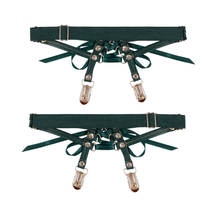 Sex & Mischief Indica Laced Up Garter Green