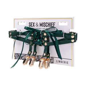 Sex & Mischief Indica Laced Up Garter Green