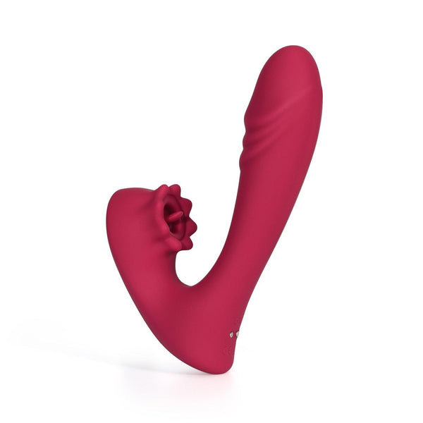 Lacy G-Spot Vibrator with Tongue Clit Licker Red