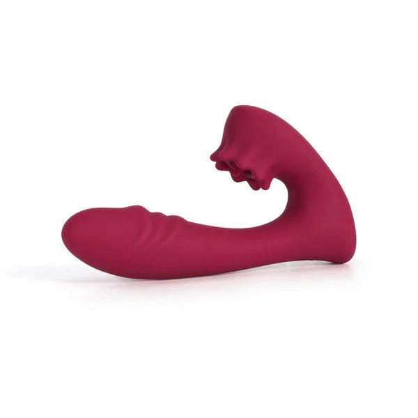 Lacy G-Spot Vibrator with Tongue Clit Licker Red