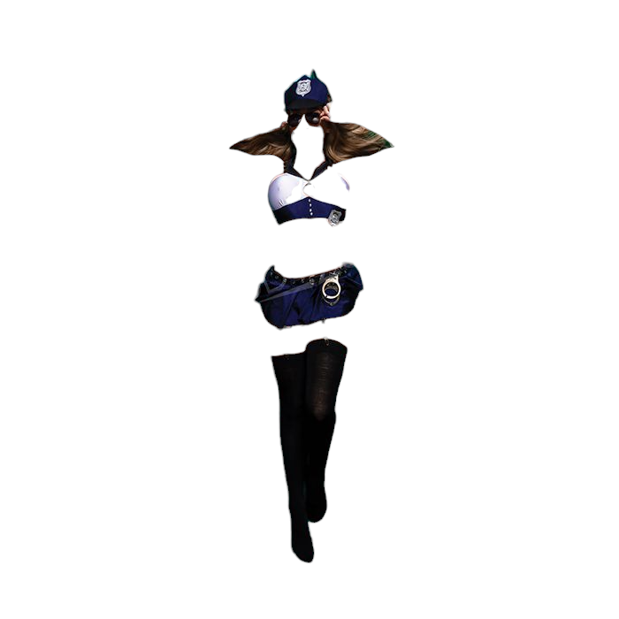BodyZone Role Play Cocky Cop 8 pc Top with Thong & Accessories Costume Set Blue/White