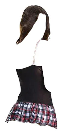 Coquette Fashion Mesh/Stretch Knit Schoolgirl Chemise Black/Red