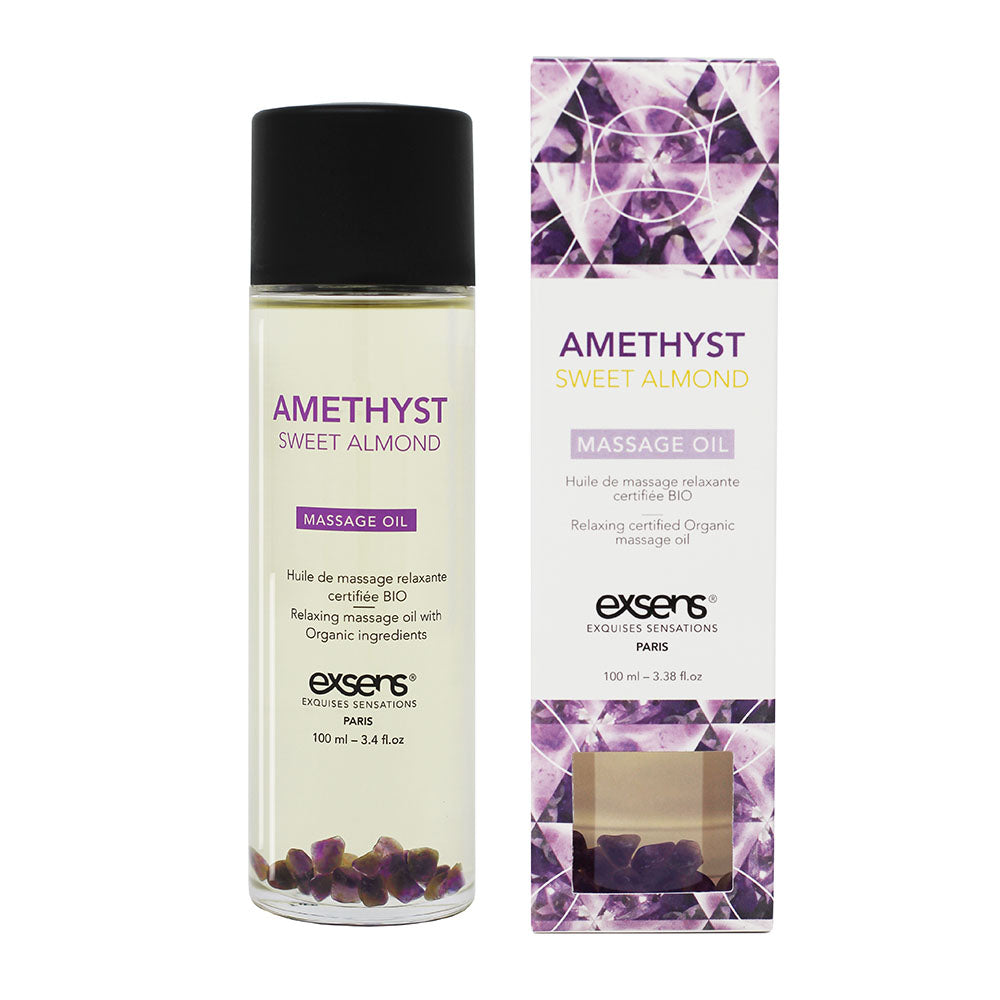 Exsens Amethyst Sweet Almond Crystal Organic Sensual Massage Oil 3.4 oz