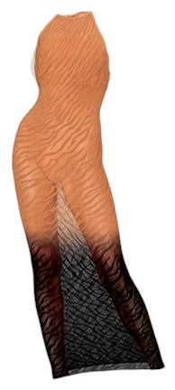 Two-Tone Ombre Seamless Zebra Knit Bodystocking Gown Copper/Black OS