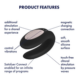 Satisfyer Double Joy Rechargeable Silicone Couples App Enabled Dual Stimulating Vibrator