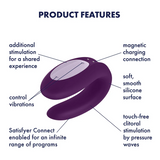 Satisfyer Double Joy Rechargeable Silicone Couples App Enabled Dual Stimulating Vibrator