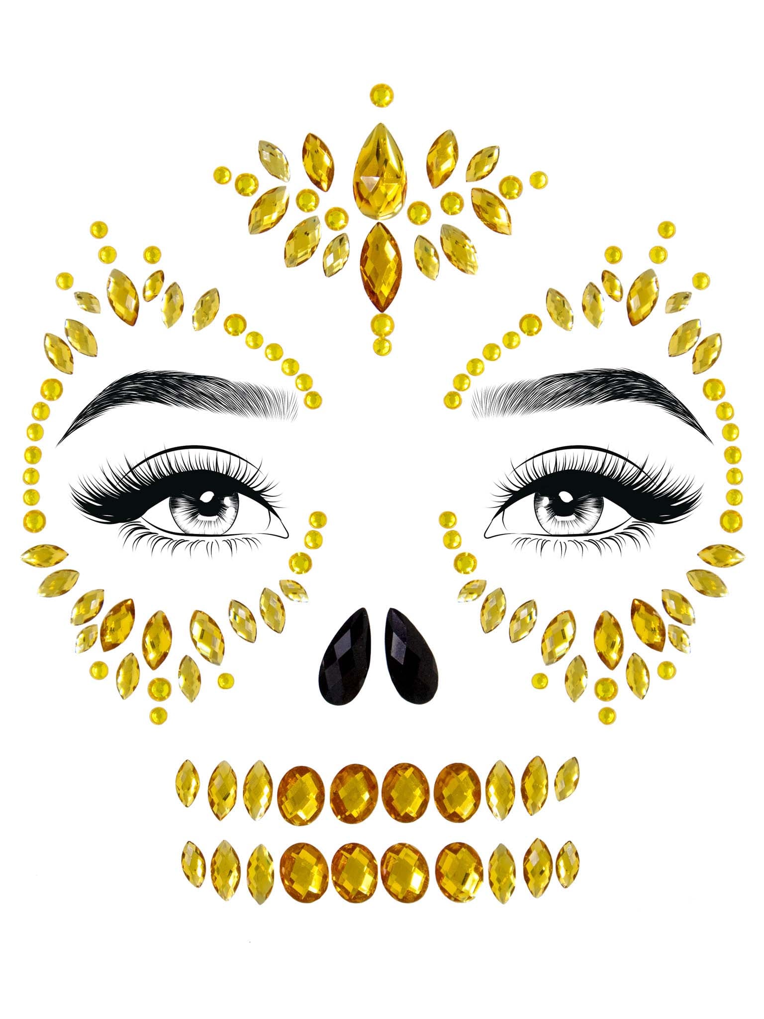 Sugar Skull Gold Face Jewels Sticker – Leg Avenue - Romantic Blessings