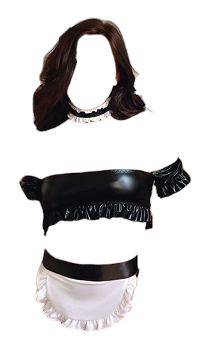 Fantasy Lingerie Play Pardon my French 4 PC Maid Crop Top with Apron & Panty Costume Set Black/White