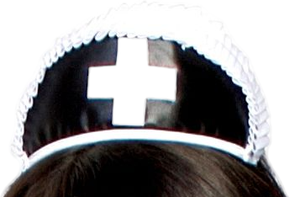 Roma Costume Black Nurse Hat with Cross Costume Accessory Black/White One Size