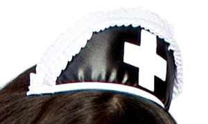 Roma Costume Black Nurse Hat with Cross Costume Accessory Black/White One Size